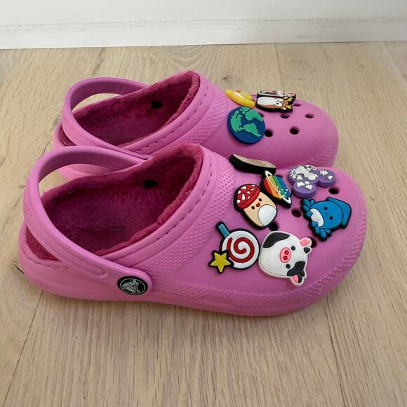 Pink Crocs Classic Lined Size C13 Clogs Squishmallow Jibbitz - Picture 2 of 9